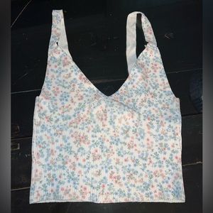 Zara Red & Blue Floral Pattern Tank Top w Flowers